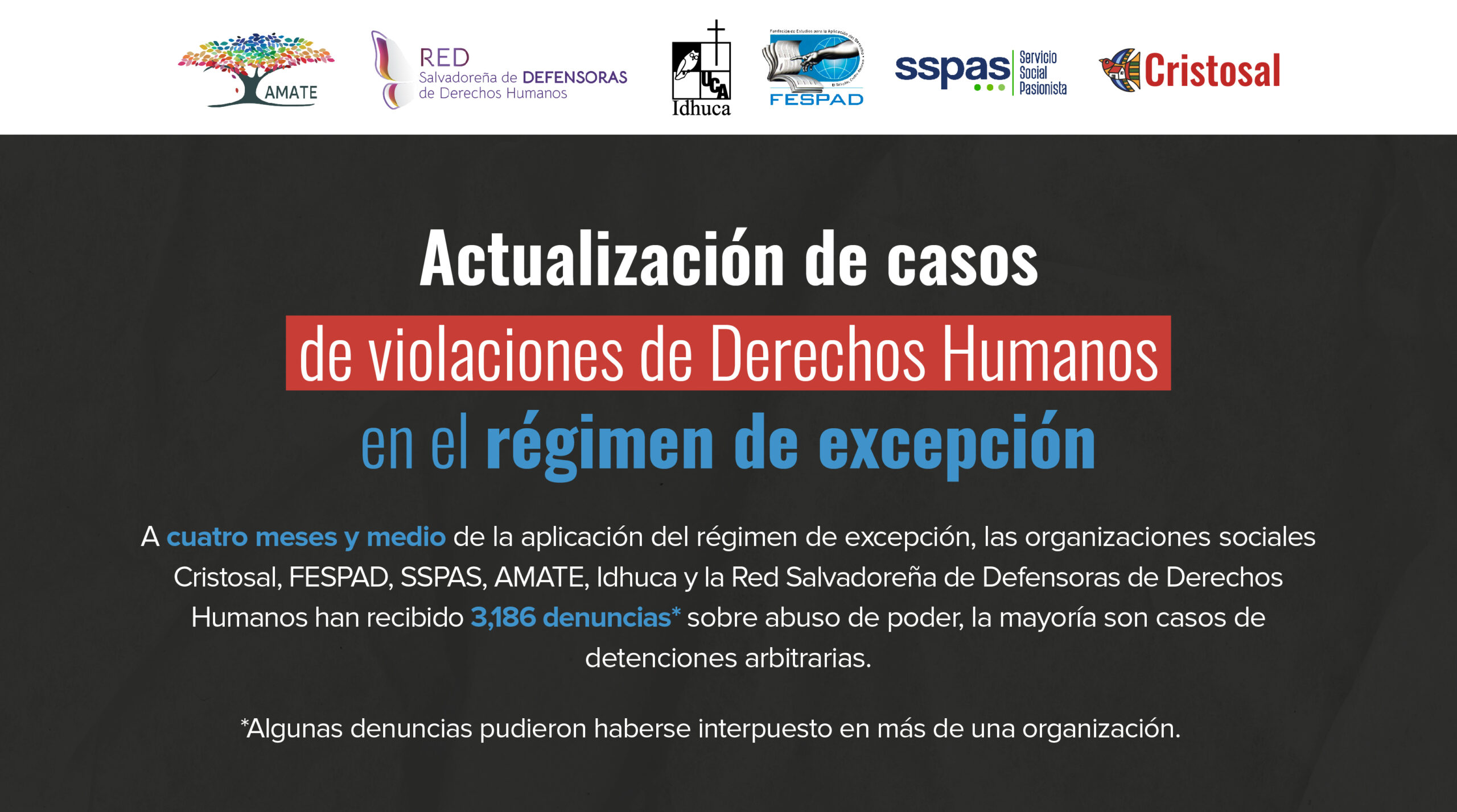 Actualización de casos de violaciones de derechos humanos en el régimen de excepción a julio 2022